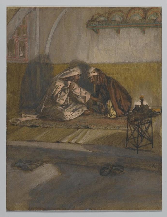 Vintage Painting - James Tissot - Interview between Jesus and Nicodemus by Les Classics