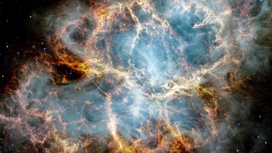 James Webb Space Telescope - Crab Nebula - Nircam And Miri Image - Cropped Photograph