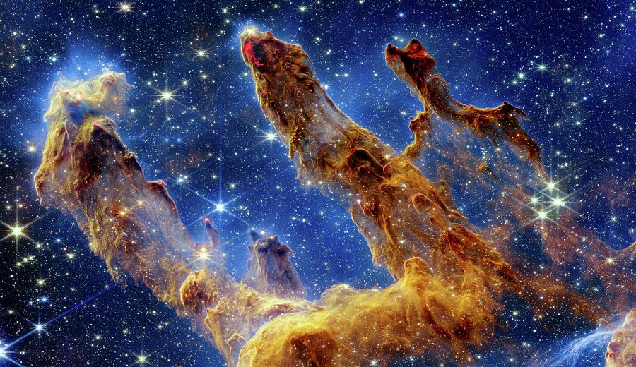 James Webb Space Telescope - Pillars of Creation - NIRCam Image - Horizontal - Cropped Photograph by Eric Glaser