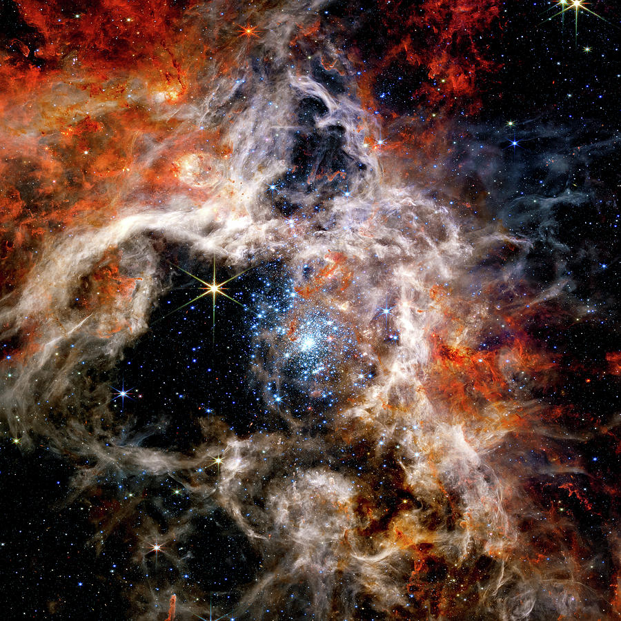 James Webb Space Telescope - Tarantula Nebula - NIRCam Image - Enhanced Version - Square Crop Photograph by Eric Glaser