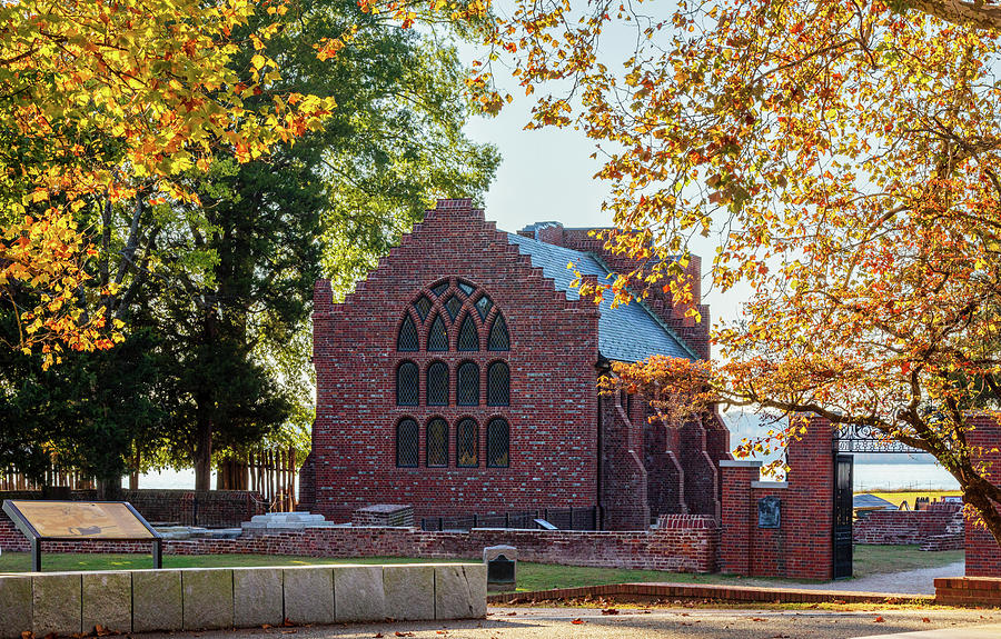 Jamestowne Memorial Church in Autumn Photograph by Rachel Morrison