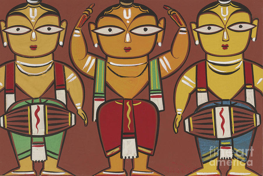 Jamini Roy - Hunters And Elephant Painting by Jamini Roy | Pixels