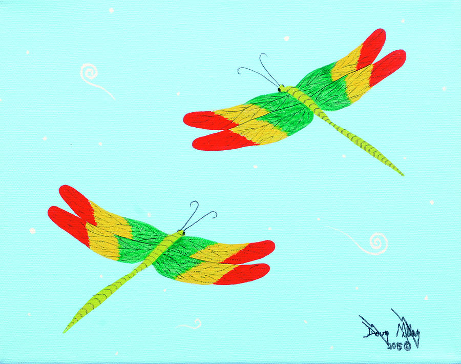 Jammin Dragonflies Painting by Doug Miller