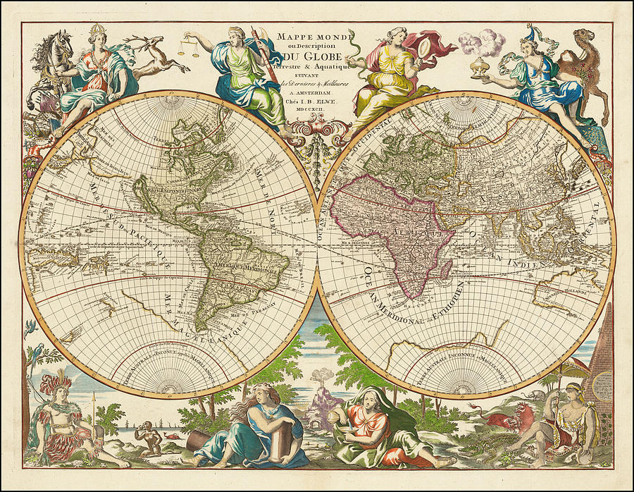 Jan Barend Elwe Title Mappe Monde ou Description Du Globe Terrestre ...