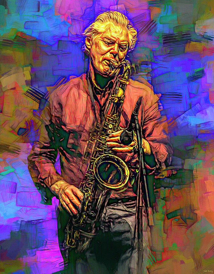 Jazz Mixed Media - Jan Garbarek Jazz Saxophonist by Mal Bray