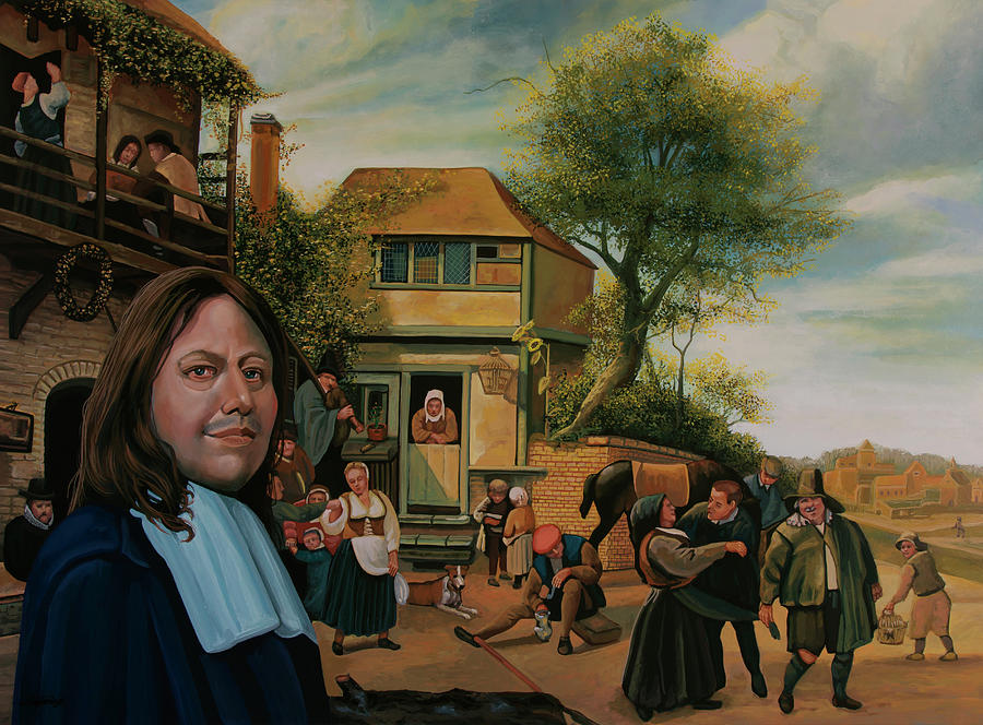 Jan Steen Painting - Jan Steen Peasants before an Inn Painting by Paul Meijering