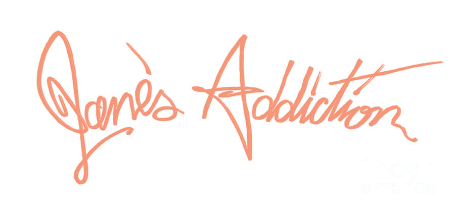 Metallica Digital Art - Janes Addiction Music Script Logo by Mary Berggren