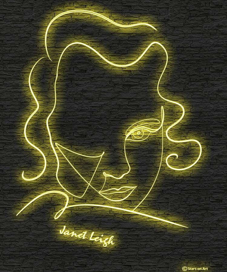 Janet Leigh neon portrait Digital Art by Movie World Posters