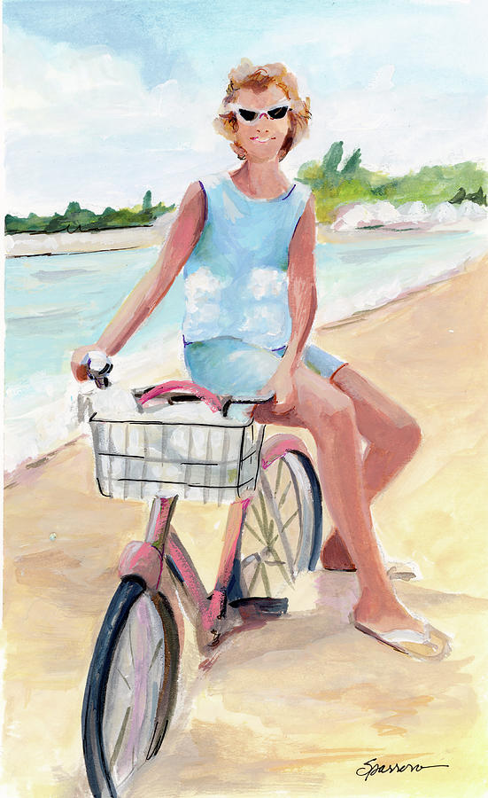 Janets Bike Painting by Mary Sparrow