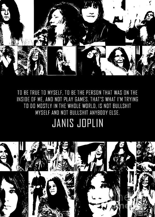 JANIS JOPLIN Collage Black Digital Art by Long Jun