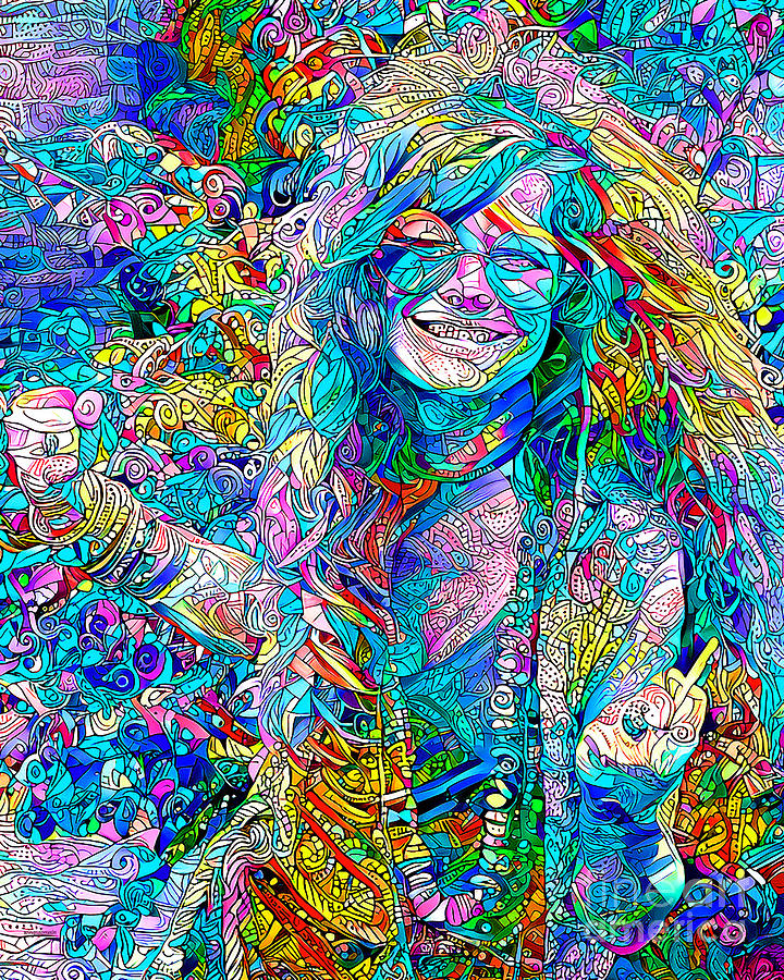 Janis Joplin in Contemporary Psychedelic Colors 20201120 Photograph by Wingsdomain Art and Photography