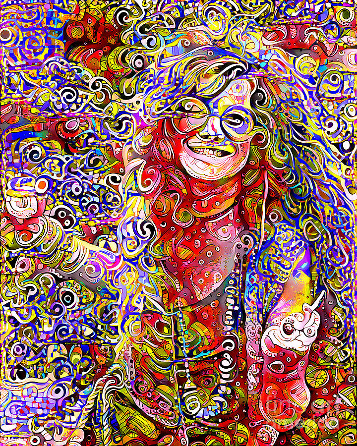The Rolling Stones Photograph - Janis Joplin Psychedelic 60s Acid Trip 20210911a by Wingsdomain Art and Photography