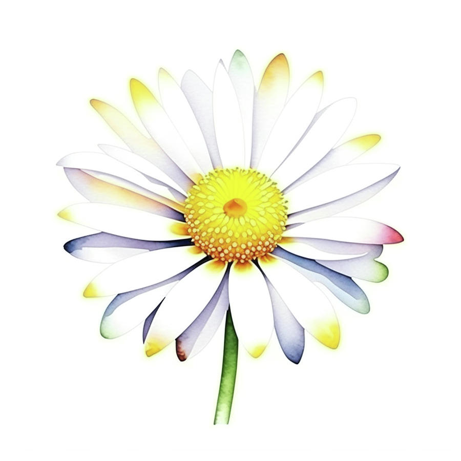 January 1 Daisy Day A - Watercolors and Pen Painting by Olde Time Mercantile