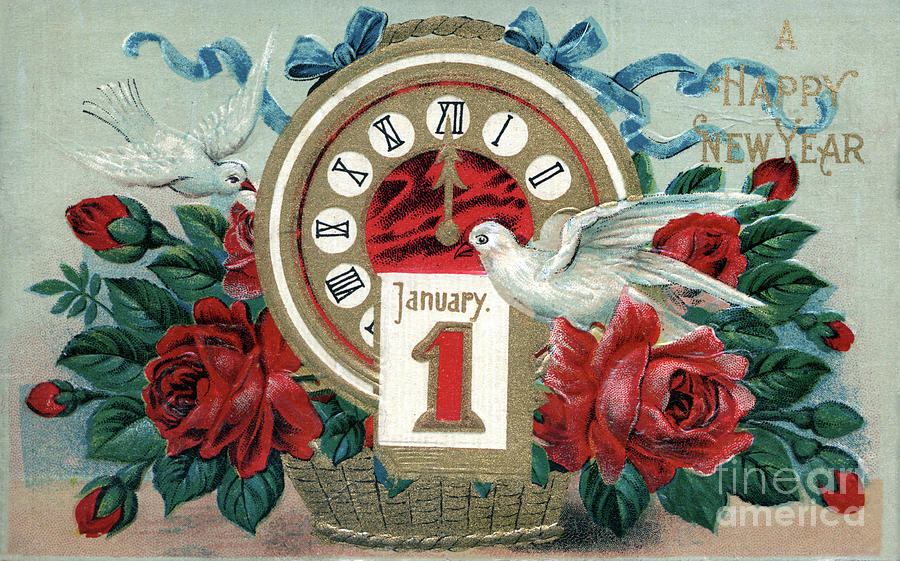 January 1st Clock and dove Digital Art by Pete Klinger