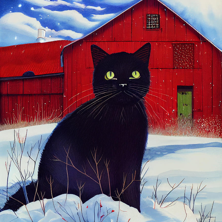 January Black Cat Digital Art by Kris Bledsoe - Fine Art America