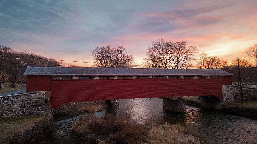 January Sunrise at Covered Bridge Park Photograph by Jason Fink