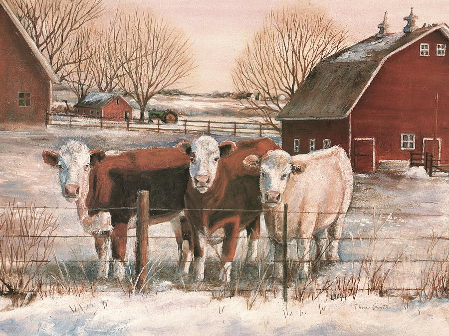 Cow Painting - January Thaw on the Farm by Toni Grote