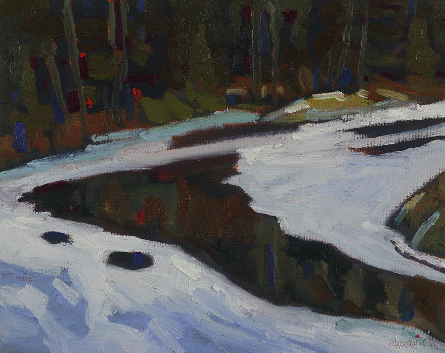 January Thin Ice at Jim Day Rapids Painting by Phil Chadwick