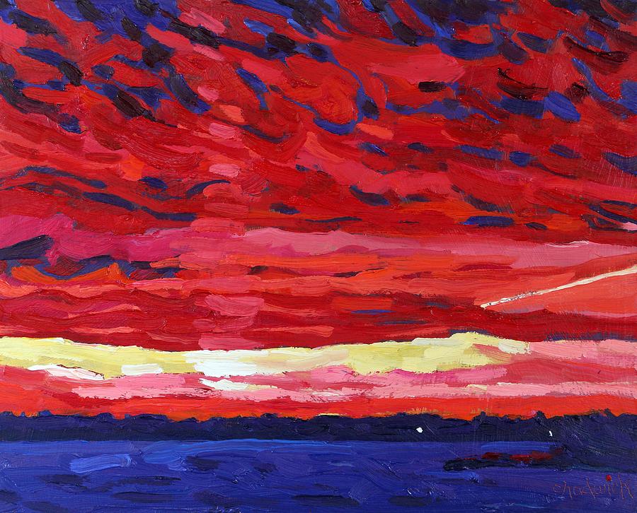 January Warm Frontal Sunset Painting by Phil Chadwick