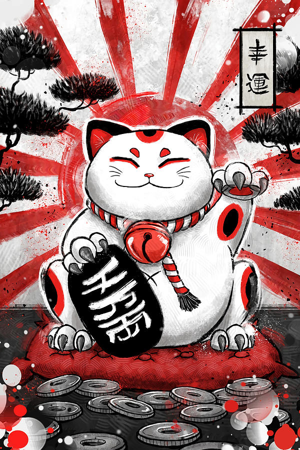 Japan Collection Lucky Cat Poster Painting by Stevens Hughes - Fine Art ...