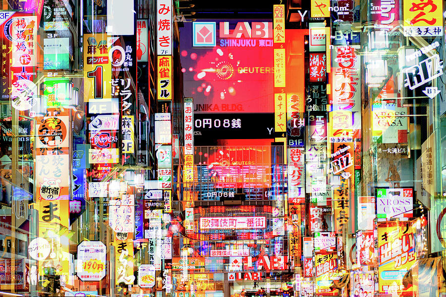 Japan Drift Collection - Shinjuku Signs Mixed Media by Philippe HUGONNARD