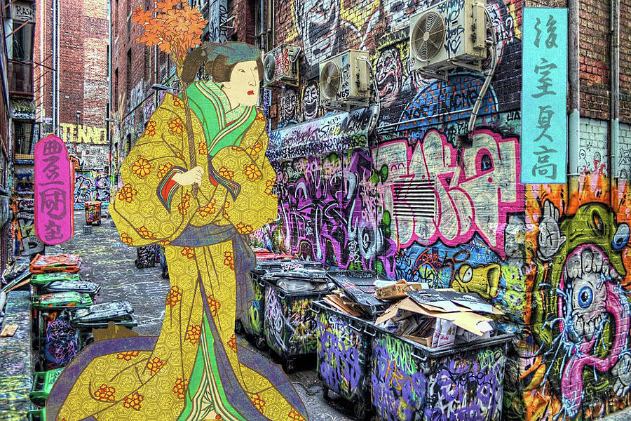 Japan Japanese Print Geisha Graffiti Painting