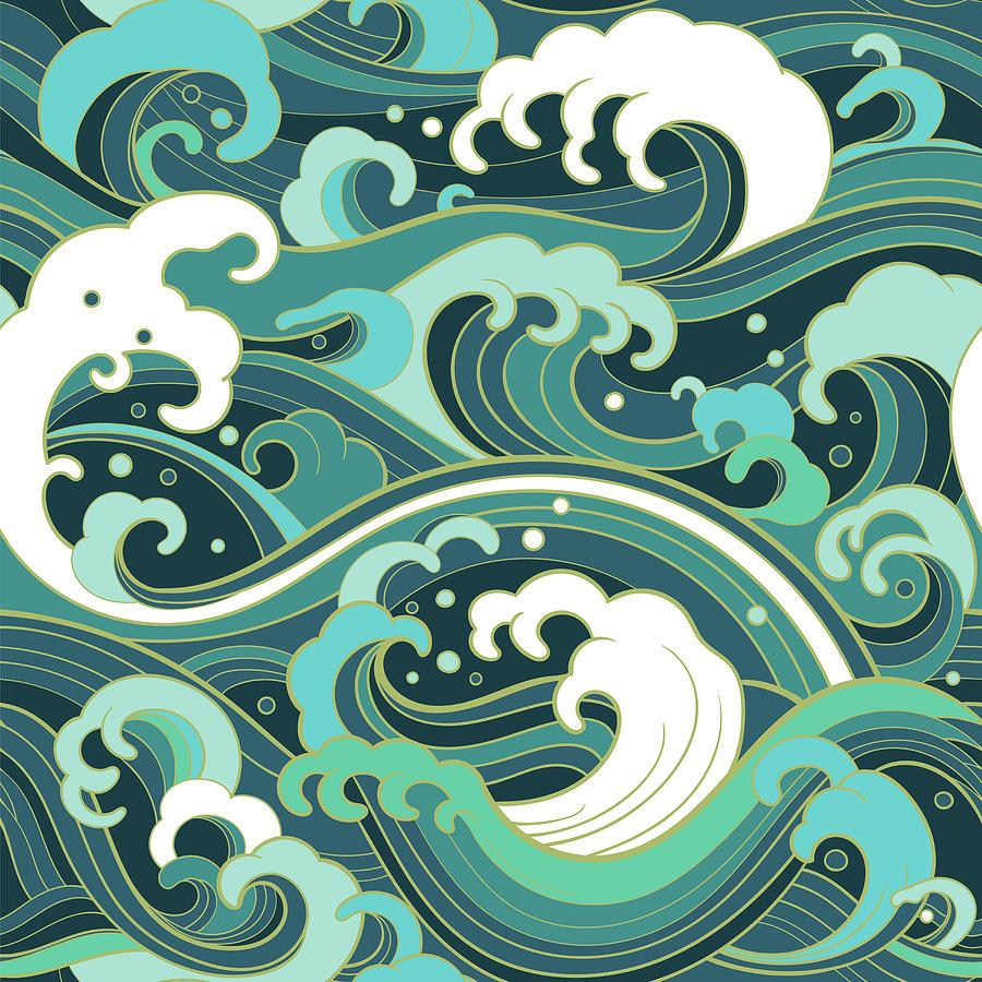 Japan Japanese Print Water Waves Painting by Tony Rubino