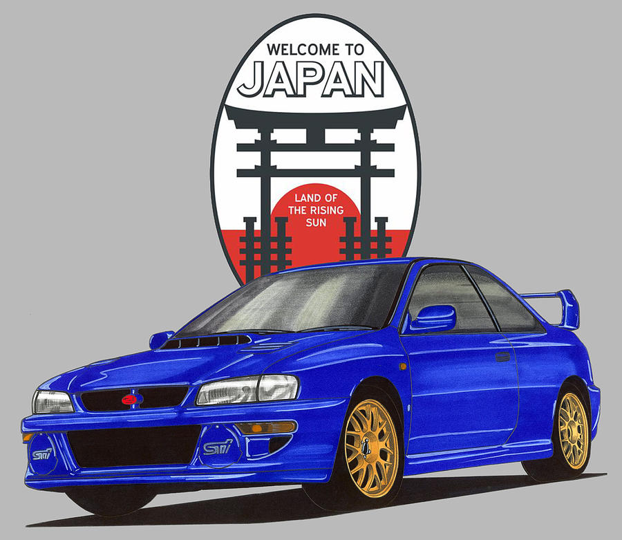 Japan JDM Subaru Impreza 22B WRX STi GC8E2SD Colin McRae Drawing by ...