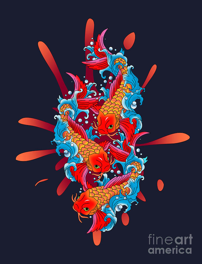 Goldfish Digital Art - Japanese Koi Fish  by Mark Ashkenazi