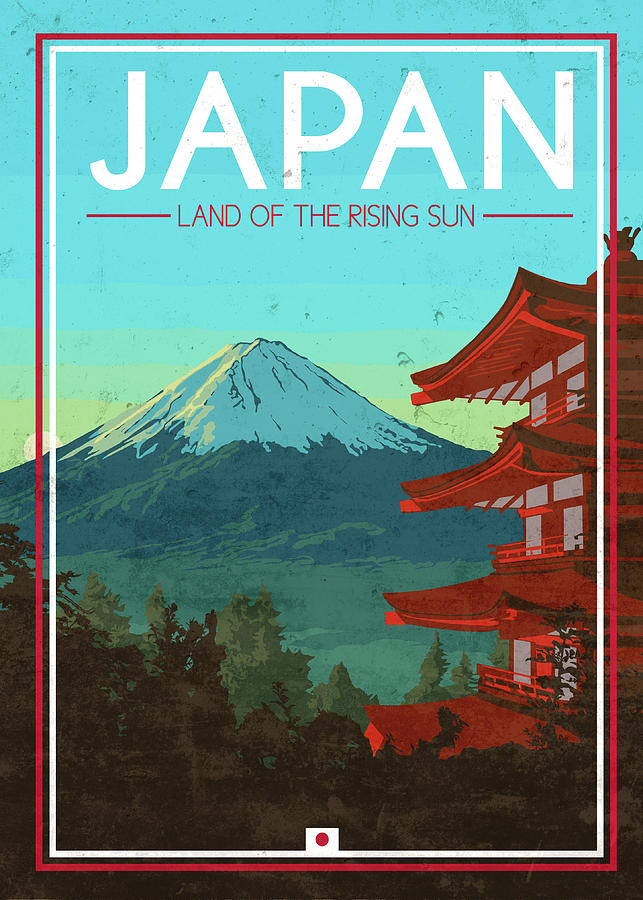 Japan Land of the Rising Sun Vintage Travel Poster Mixed Media by