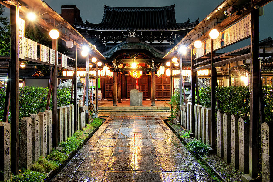 Japan Rising Sun Collection - Kyoto Temple by night Photograph by Philippe HUGONNARD