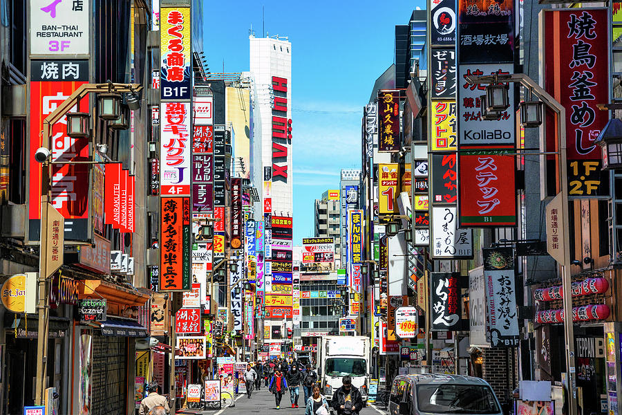 Japan Rising Sun Collection - Street Scene in Shinjuku Photograph by Philippe HUGONNARD