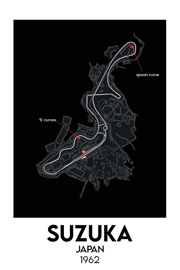 Japan Suzuka F1 circuit map Digital Art by Richseen - Fine Art America