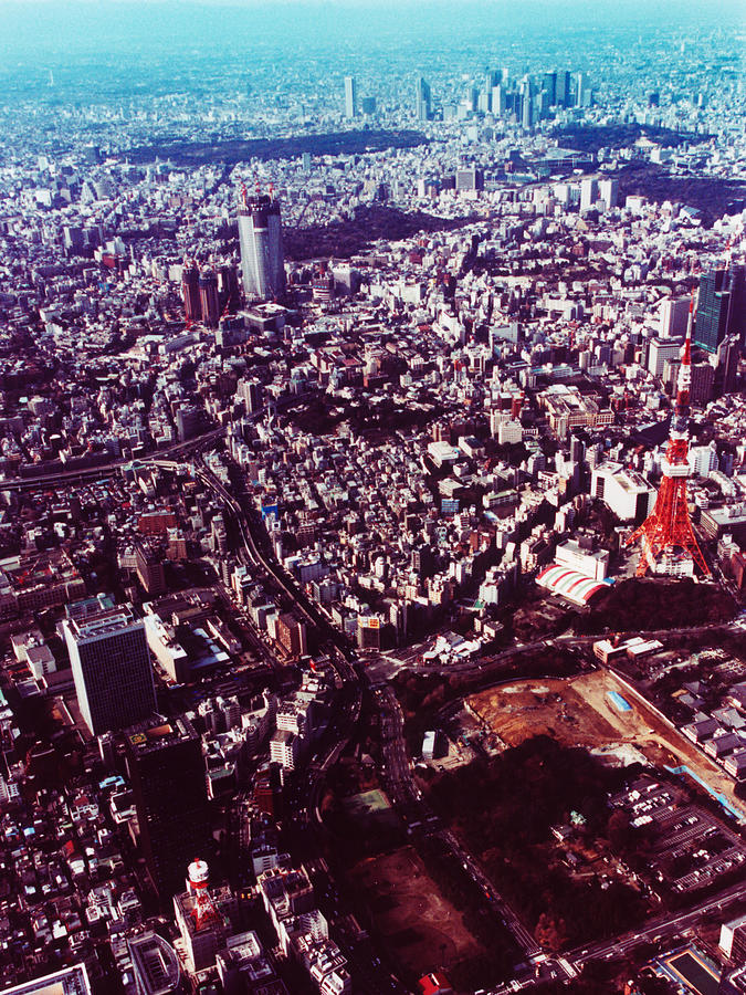 Japan, Tokyo, Minato-ku, cityscape with Tokyo Tower, aerial view Photograph by Dex Image