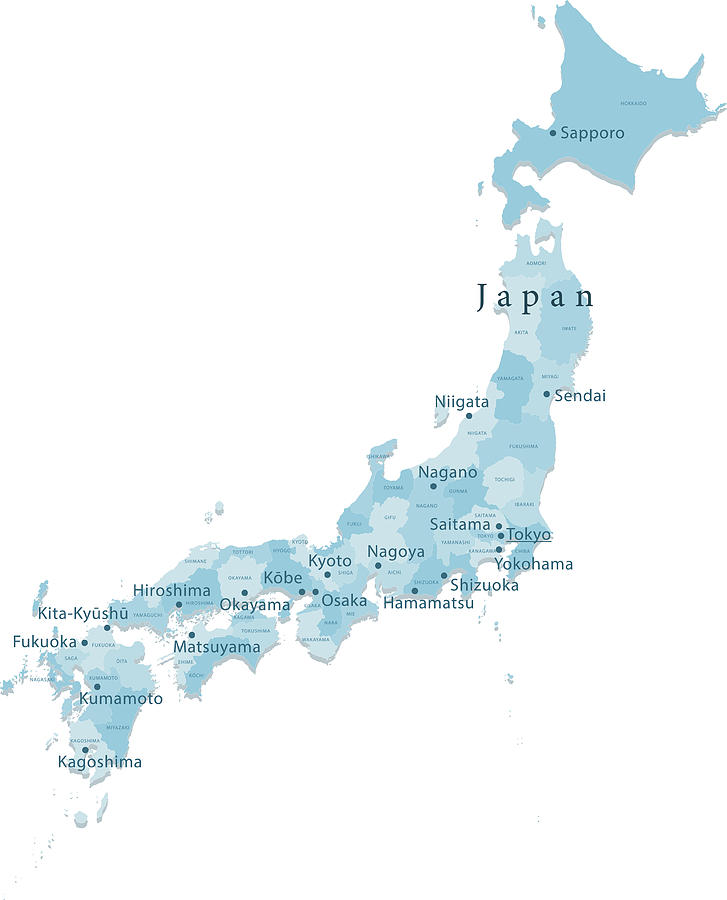 Japan Vector Map Regions Isolated Drawing by FrankRamspott