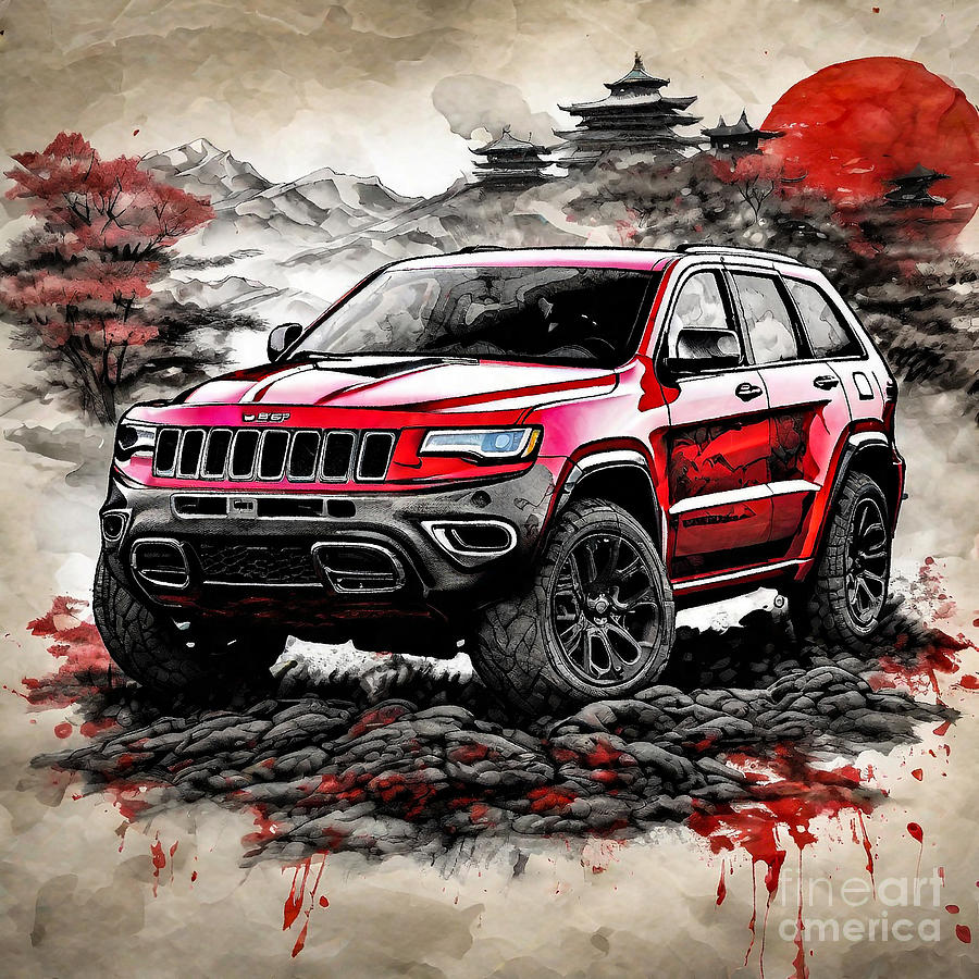 Japanese 34 Jeep Grand Cherokee Trackhawk sportcar Painting by Clark ...