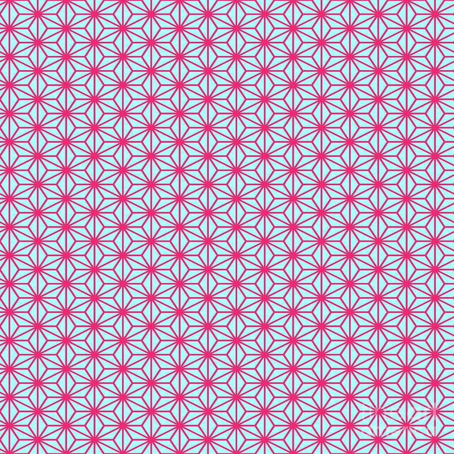 Japanese Asanoha Star Pattern In Light Aqua And Raspberry Pink N.1085 Painting