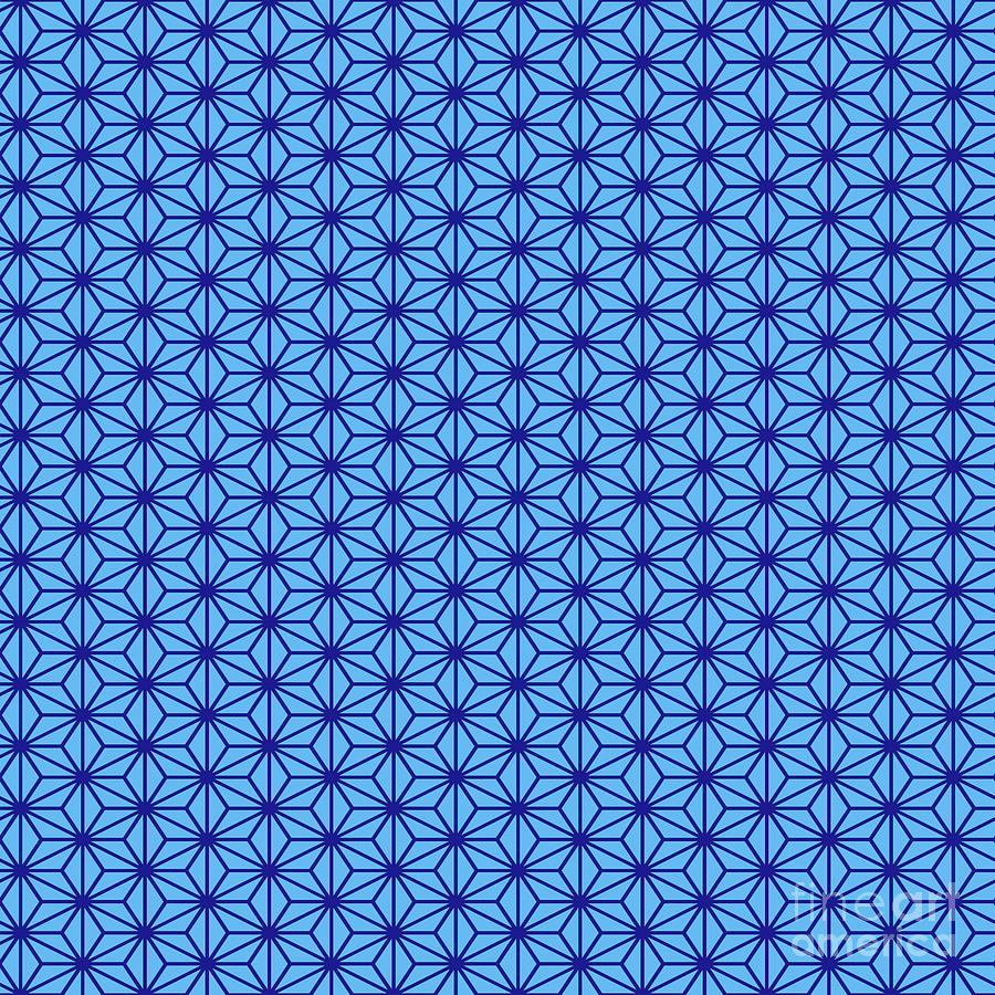 Japanese Asanoha Star Pattern In Summer Sky And Ultramarine Blue N.0592 Painting