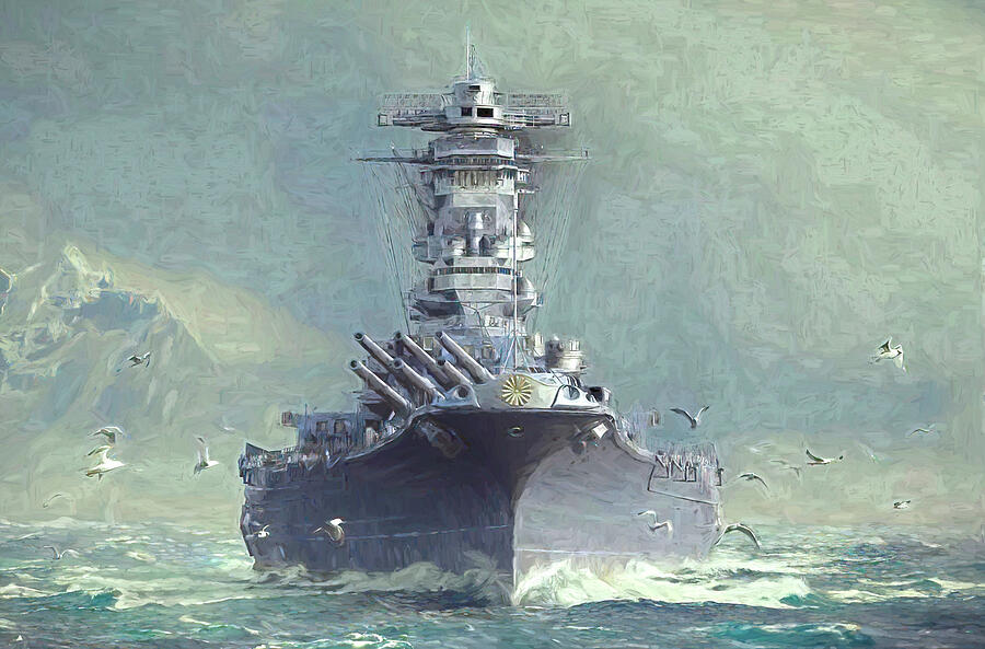 Bird Painting - Japanese battleship Musashi Painting by John Straton