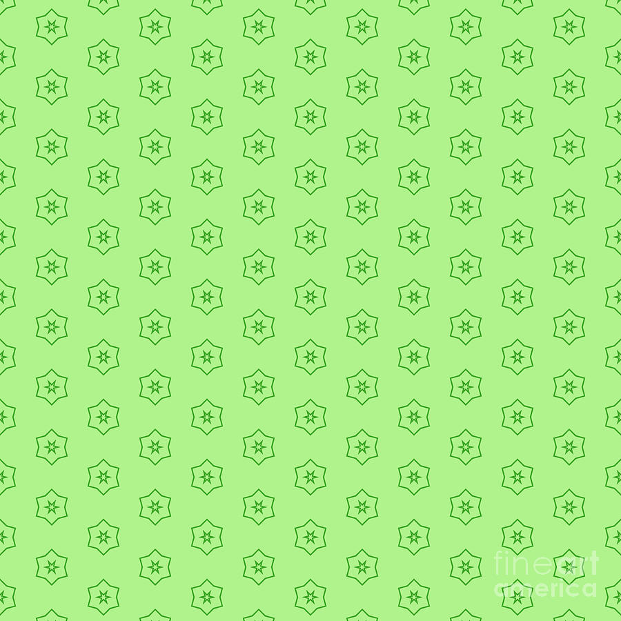 Japanese Cubic Flower Pattern In Light Apple And Grass Green n.0375 Painting by Holy Rock Design