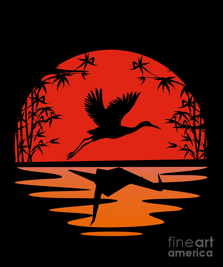 Japanese Culture Stork Crane Bird Watching Gift Digital Art by Thomas ...