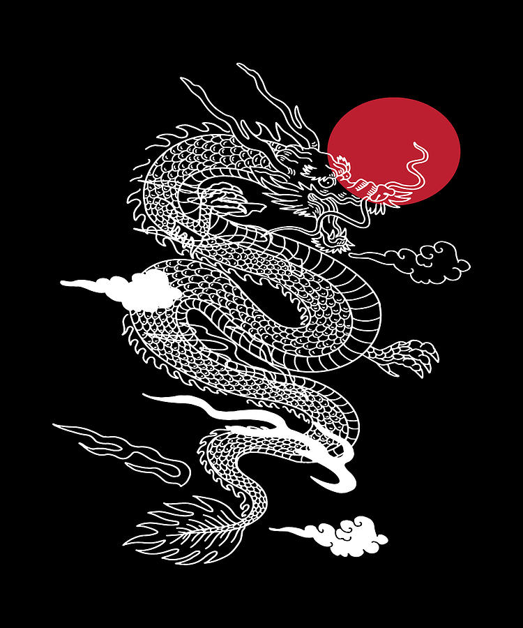 Japanese Dragon Asia Fantasy Digital Art by Moon Tees - Pixels