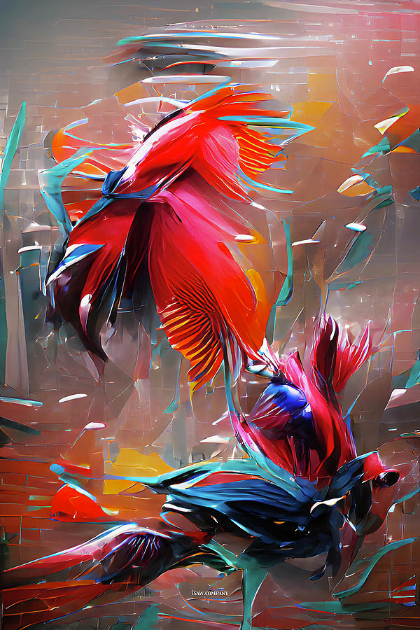 Japanese Fighting Fishes Digital Art