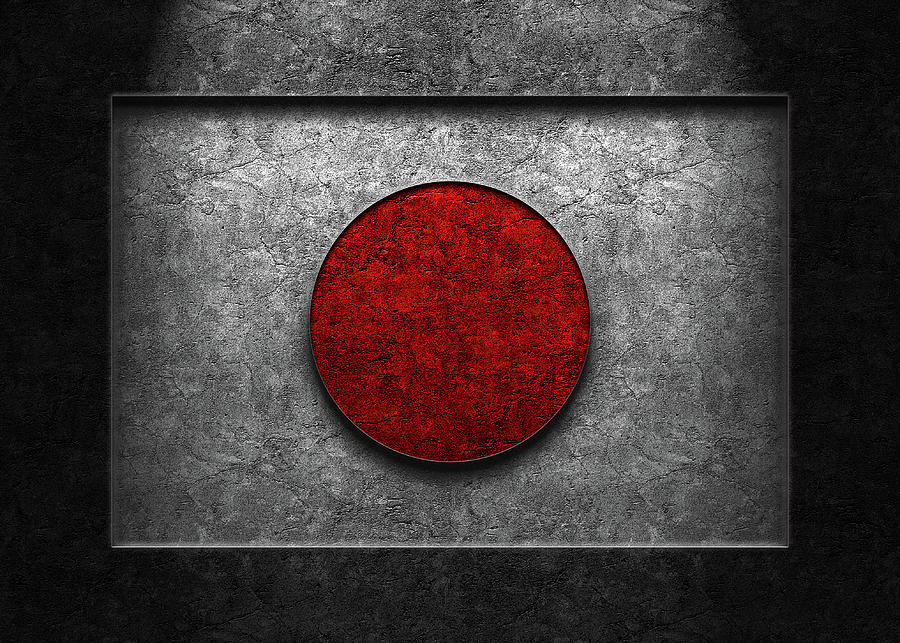 Japanese Flag Stone Texture Repost Digital Art by Brian Carson