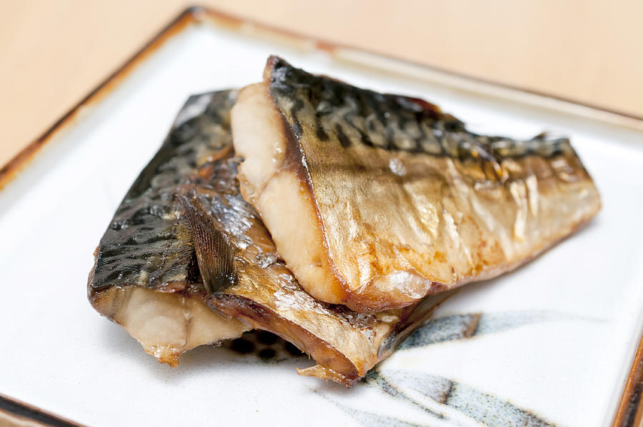 Japanese food, Saba no shioyaki, Salt-grilled Mackerel Photograph by Karimitsu