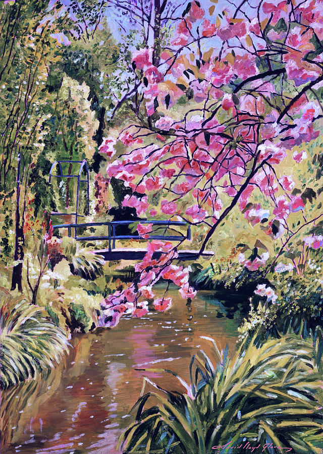 Japanese Footbridge Garden Painting by David Lloyd Glover