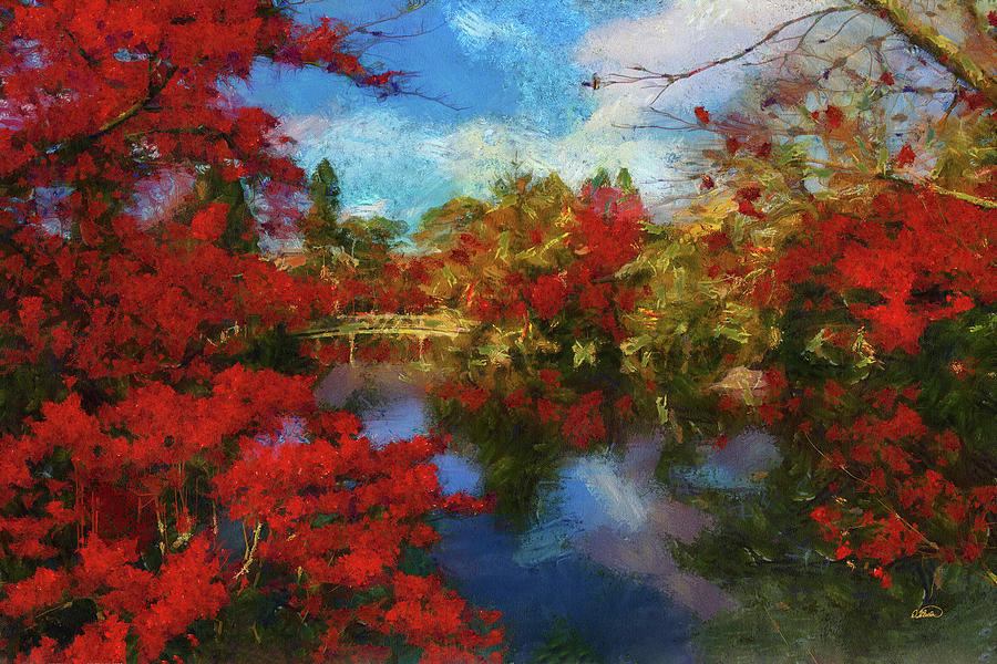Japanese Garden in Autumn - DWP1409839 Painting by Dean Wittle