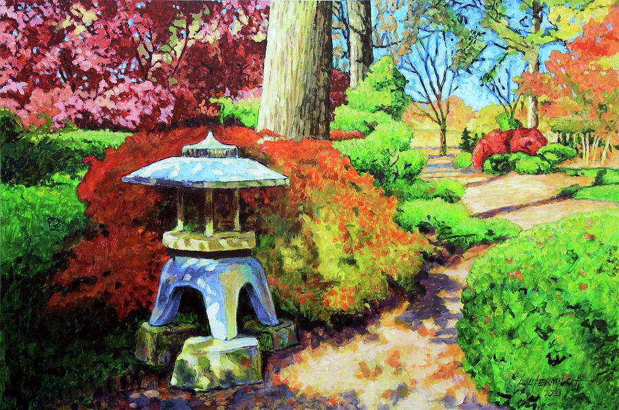 Japanese Garden Path Painting by John Lautermilch