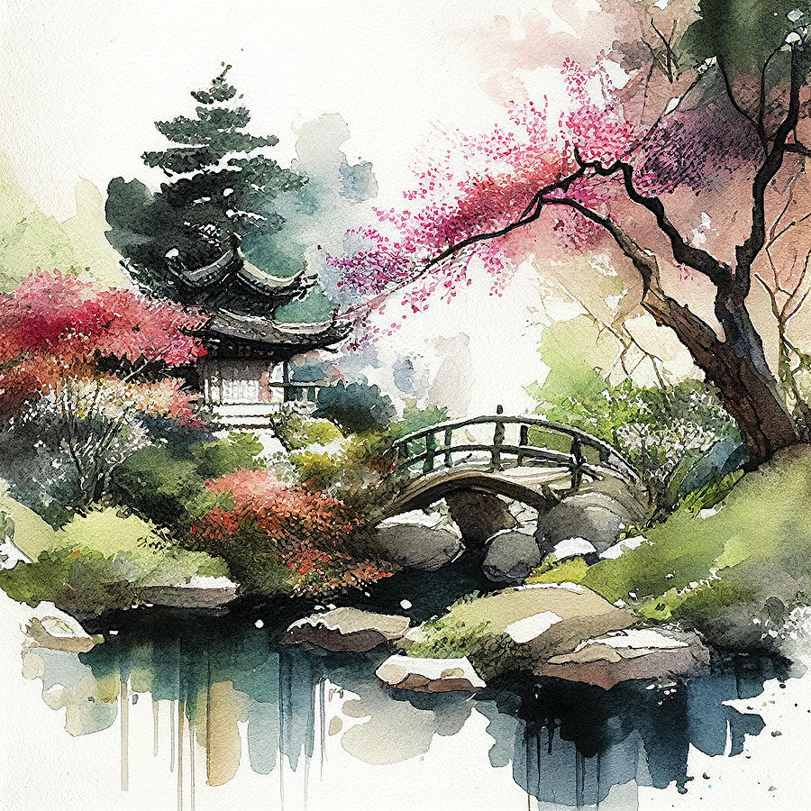 Japanese Garden Digital Art by Rebecca Schwab - Fine Art America