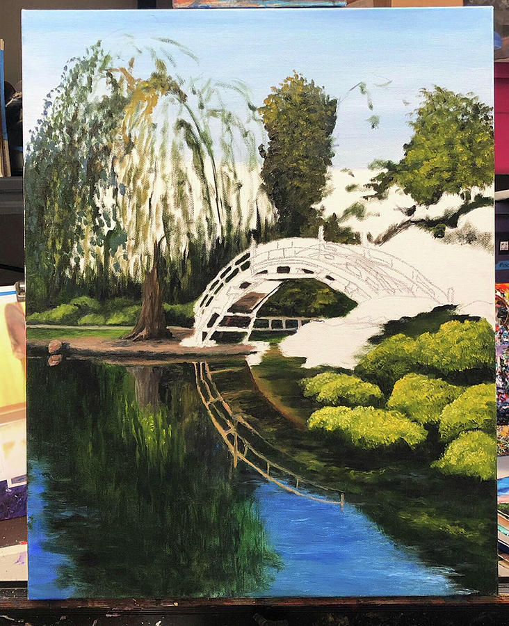 Work In Progress Painting - Japanese Garden WIP 1 by Darice Machel McGuire